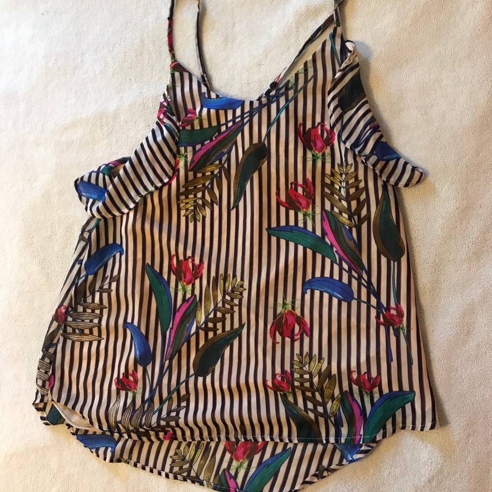 Floral+stripe tank